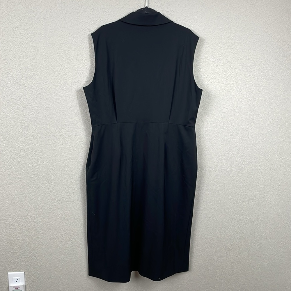 New Carolina Herrera Sleeveless Trench Dress Black Blazer Style with Slit Wool - Picture 8 of 15